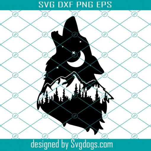 Mountain Wolf Svg, Silhouette,Wilderness, Nature, Animals  SVG