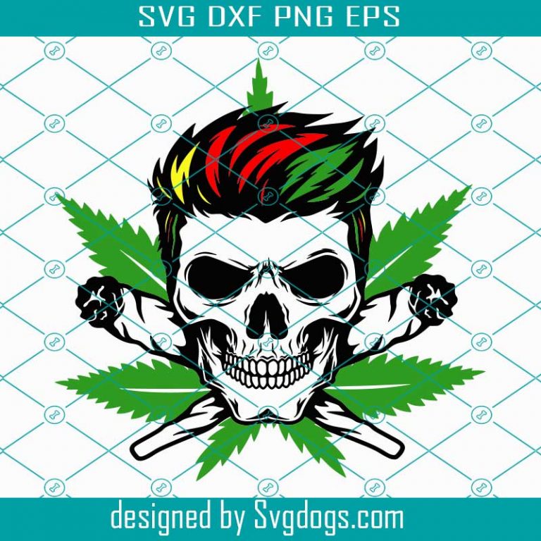 Skull Cannabis Svg File, Marijuana Skull Illustration,Skull Cannabis