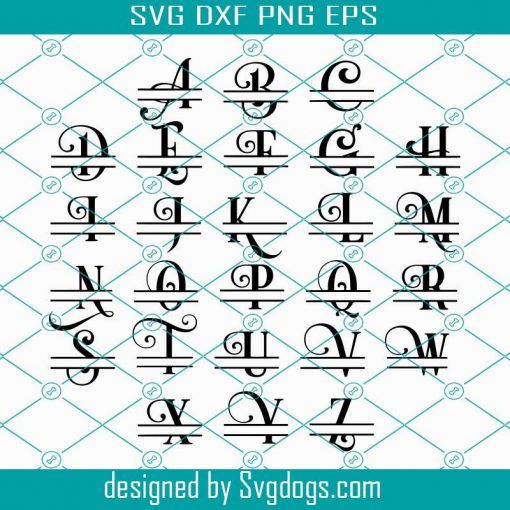 Split Monogram SVG, Split Font Svg, Initial Svg, Letter Svg, Split Monogram Letters, Split Alphabet Svg, Font For Cricut, Regal Font Svg