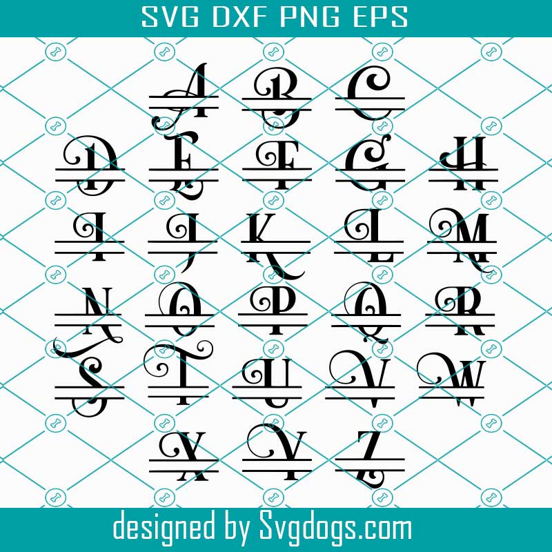 Split Monogram Svg Split Font Svg Initial Svg Letter Svg Split Monogram Letters Split Alphabet Svg Font For Cricut Regal Font Svg Svgdogs
