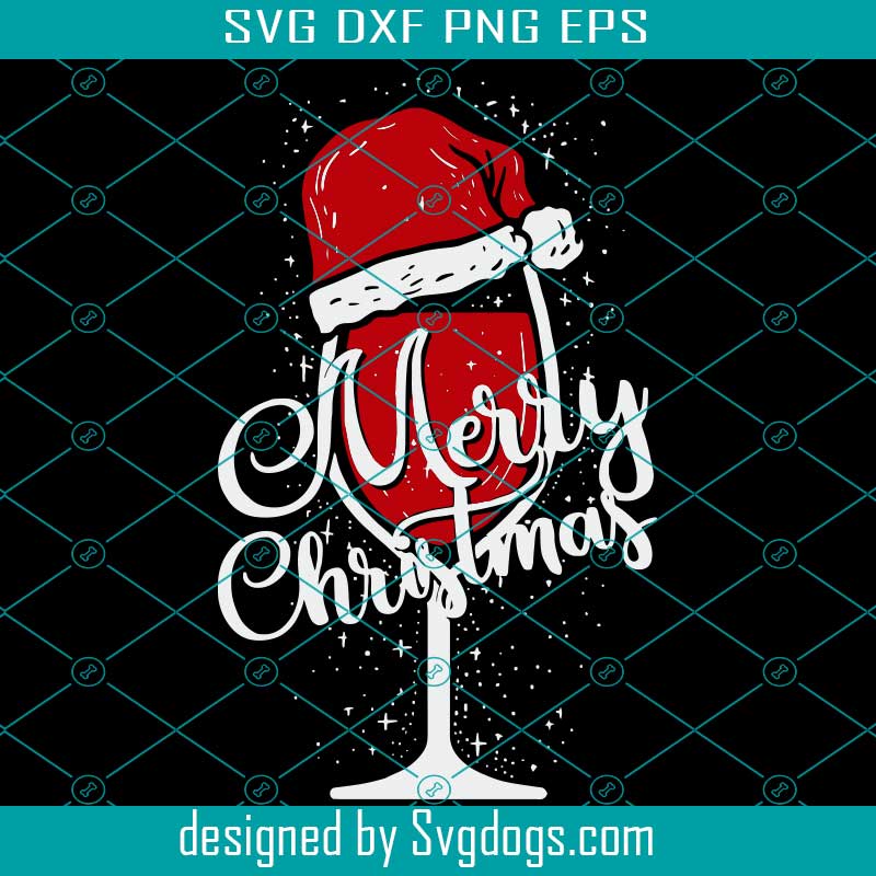Download Merry Christmas Glass Of Wine Svg, Christmas Svg, Xmas Svg ...