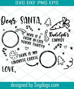Dear Santa Cookies And Milk Svg, Santa Svg,  carrot Svg, Chirsmas Cookie Svg