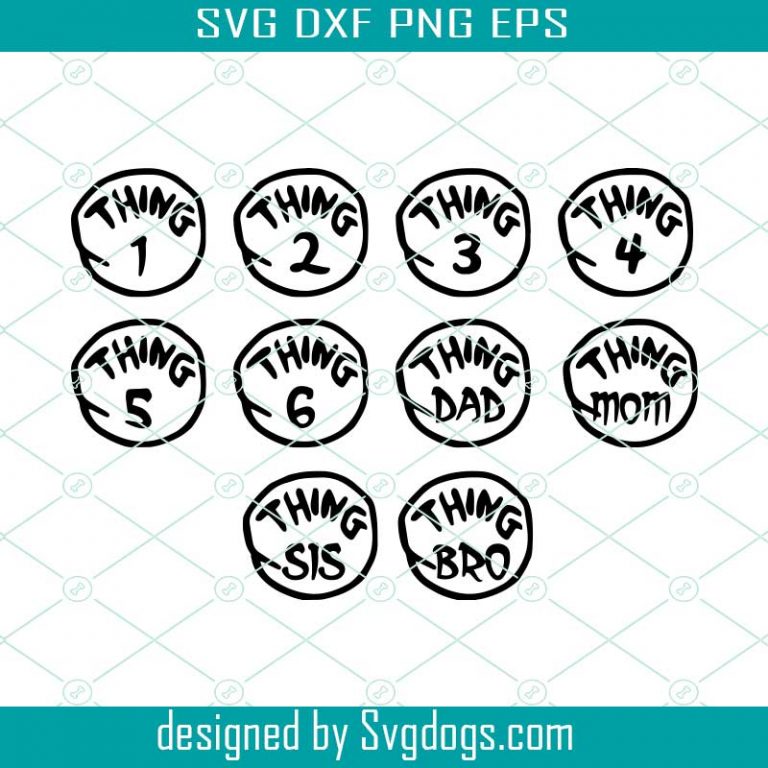 Thing 1 svg, Thing 2 svg, Thing 3 svg, Thing family svg, SVG files for ...