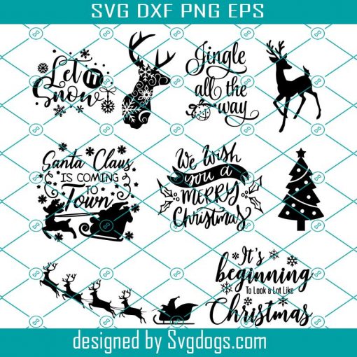 Christmas Bundle SVG, Santa Claus Svg, Rudolph Svg, Reindeer Svg, Let It Snow Svg