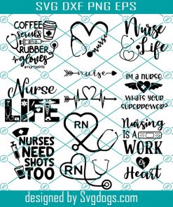 Nurse Life SVG, Scrubs, Superpower, Registered nurse, Stethoscope, Cricut digital file, sticke svg