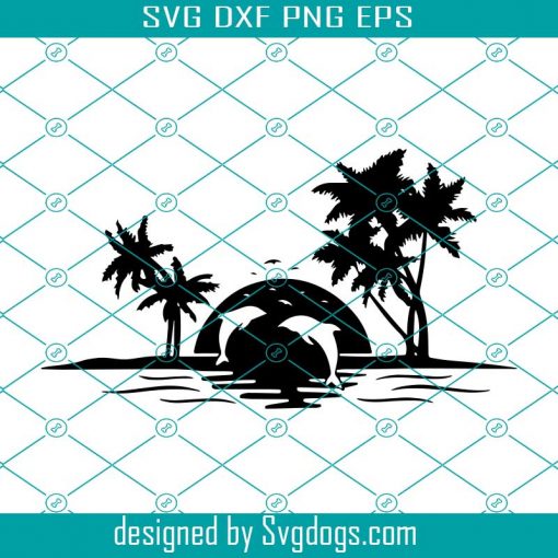 Beach and Dolphin Scene SVG,Dolphin svg