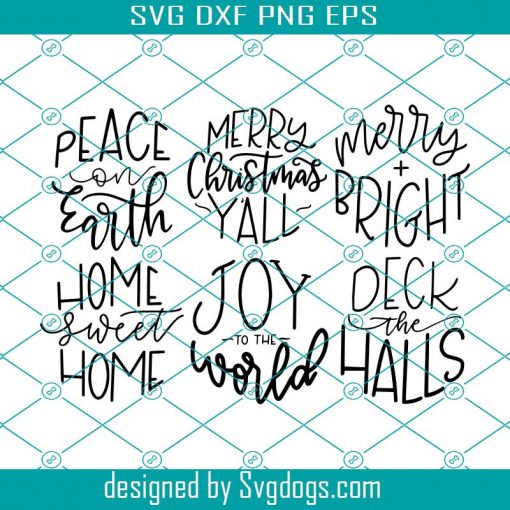 Christmas Svg Bundle SVG, Hand Lettered Round Christmas Ornament Svg, Merry Christmas Y’all SVG