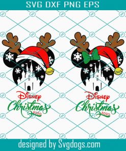 Disney Christmas Svg, Castle Svg, Snowflakes Svg, Reindeer Antler Svg, Santa Hat Svg
