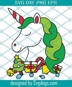 Cute Christmas Unicorn Head With Christmas Svg, Christmas Svg, Unicorn Svg