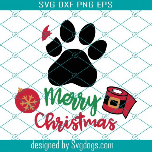 Dog Paw Svg, Merry Christmas Svg, Christmas Svg