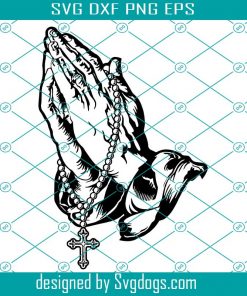 Praying hands with rosary beads and cross svg, Praying hands svg, Religious praying hands svg