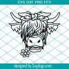 Highland Cow svg, Highland Heifer svg, Cow image, Cow Png, Cow with Flower Crown SVG, Cow cut file, Cow with Flowers on Head, Cute Cow svg