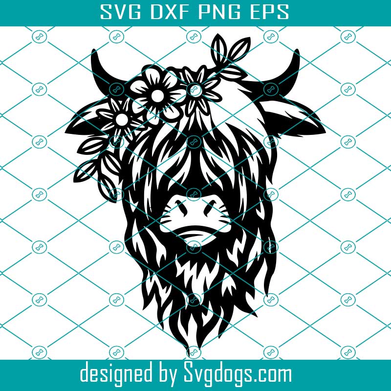 Highland Cow Svg Highland Heifer Svg Cow Image Cow Png Cow With Flower Crown Svg Cow Cut File Cow With Flowers On Head Cute Cow Svg Svgdogs