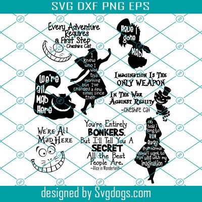 ALice in Wonderland Cuttable Designs in Svg , ALice Svg, Wonderland Svg ...