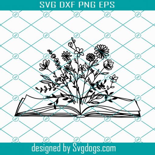 Book SVG, Wildflower SVG file for Cricut, Wild flower SVG, Book Lover Svg