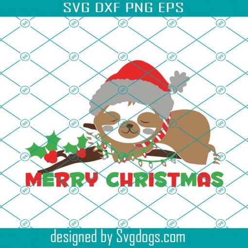 Merry Christmas Sloth Iron on Transfer or Christmas Svg, Christmas Svg, Christmas Png