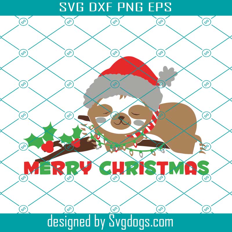 Download Merry Christmas Sloth Iron On Transfer Or Christmas Svg Christmas Svg Christmas Png Svgdogs