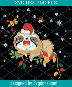 Christmas Gift, Santa Sloth Reindeer Light Christmas Svg ,Christmas Svg, Funny Christmas,Svg, Birthday Gift