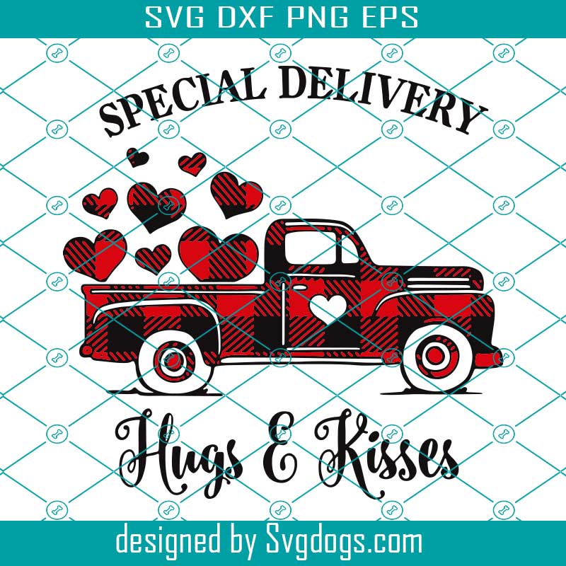 Download Special Delivery Hugs Kisses Svg Valentines Buffalo Plaid Truck Svg Valentines Day Svg Love Svg Svgdogs