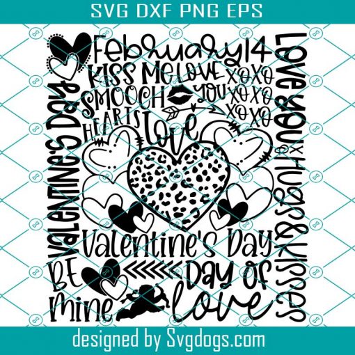 Valentine’s Day Svg, Valentines Day Collage Svg, Hugs and Kisses, Svg, Valentines Day Subway Art, Be Mine, Love Svg, Valentines Day Svg