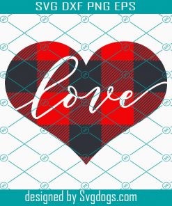 Heart With Plaid Pattern Svg, Heart Svg, Love You Svg, Valentines Day Svg, Buffalo Plaid, Valentine Svg, Valentines Day Gift Svg, Couple Svg