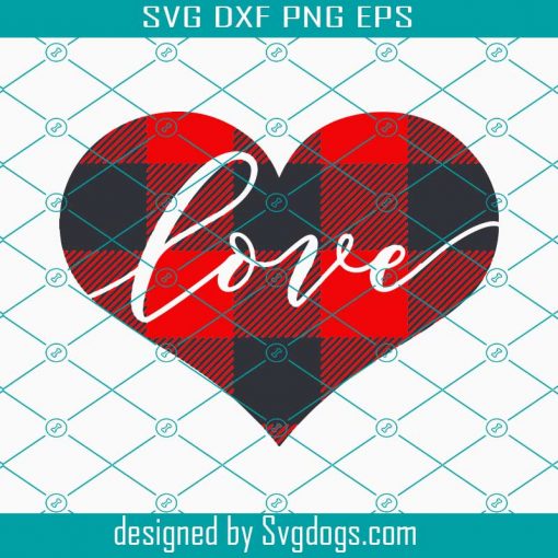 Heart With Plaid Pattern Svg, Buffalo Plaid, Valentine Svg, Valentines Day Gift Svg, Couple Svg