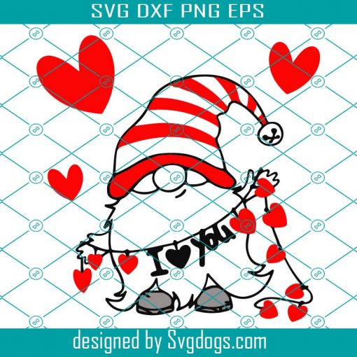 Gnome Valentines Day Svg, Gnome Valentine Silhouette, Lover Gift Svg, Cute Gnome SVG