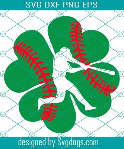 St Patricks Day Svg, Catcher Shamrock Svg, Baseball Four Svg, Leaf Clover Catcher Pitcher Shamrock Svg