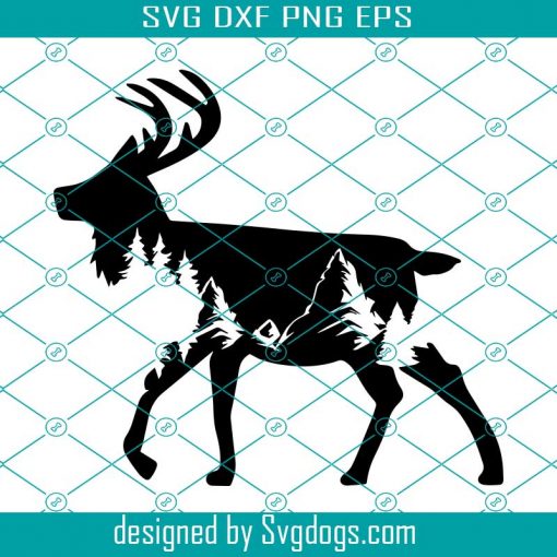 King Deer Head Up Walking Svg, Mountain Svg, Hill Svg,  Cutting file, Svg cut files