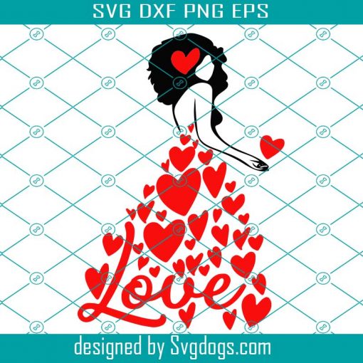 Afro Girl Heart Svg, Happy Valentines Day Svg, Heart Symbol Svg, Afro Woman Svg