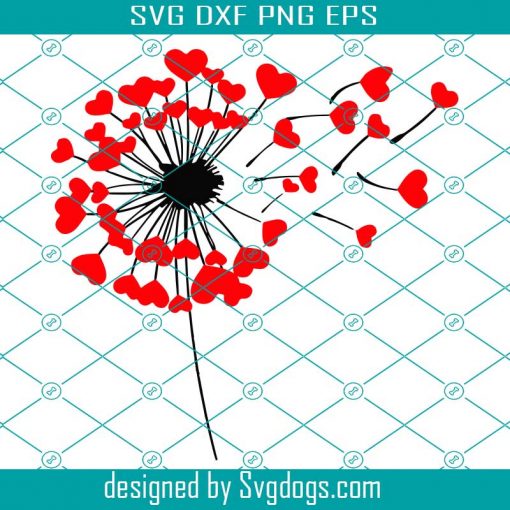 Dandelion Svg, Valentine Svg, Dandelion Heart Svg, Dandelion Wish Svg, Woman Svg, Love Svg, Heart Dandelion Svg, Heart Svg, Love Gift Svg