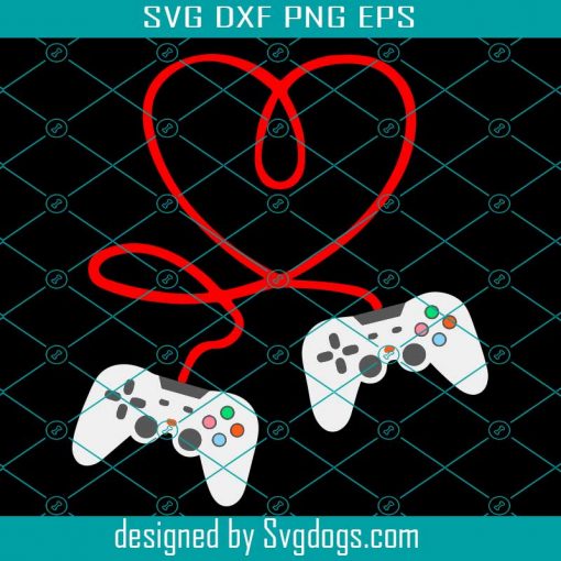 Video Gamer Valentines Day With Controllers Heart Svg, Game Controller Svg, Heart Svg