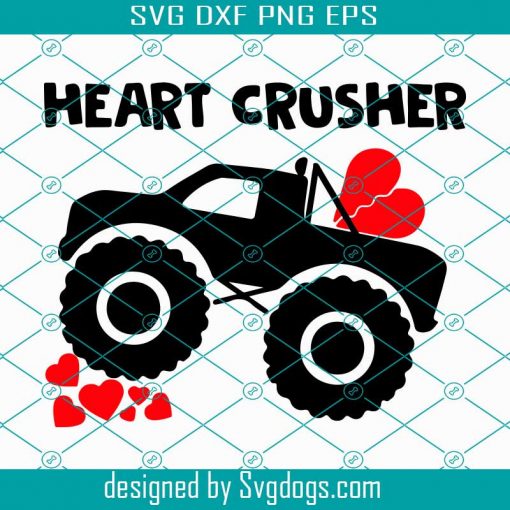 Valentines Truck Heart Crusher Svg, Valentine Svg, Valentine Truck Svg, Crusher Svg, Valentines Day SVG, Happy Valentines Day Svg