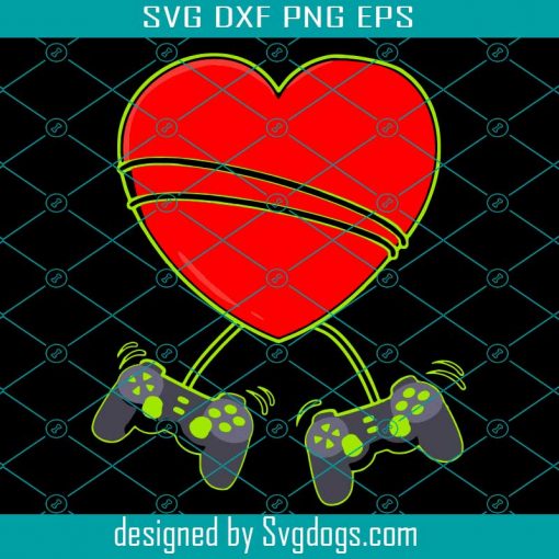 Video Gamer Heart Controllers Svg, Valentine Svg, Valentines Day Svg, Happy Valentines Day Svg