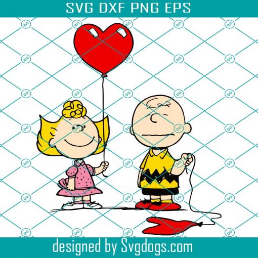 Sally Heart Balloon Peanuts Svg, Valentine Svg, Peanuts Svg, Charlie Brown Heart Balloon Svg, Snoopy Svg, Sally and Charlie Svg, Love Svg