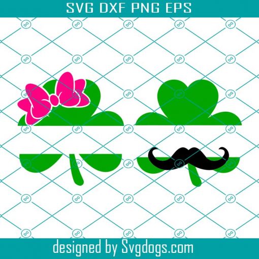 Girl shamrock Svg, Boy Shamrock svg, Shamrock split Svg, Kids St Patrick’s day Svg cut files, Shamrock clipart, Lucky clover Svg