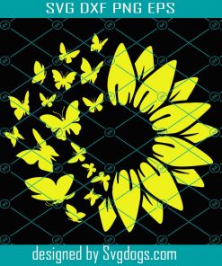 Sunflower Svg, Flower Svg, Distressed Sunflower Svg, Sunflower And Butterflies Print Svg