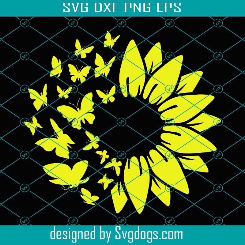 Sunflower Svg Flower Svg Distressed Sunflower Svg Sunflower And Butterflies Print Svg Svgdogs