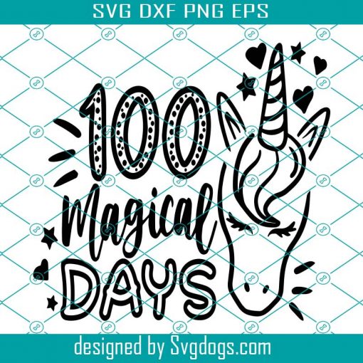 100 Magical Days Svg, Trending Svg, 100 Days Of School Svg, Unicorn Svg