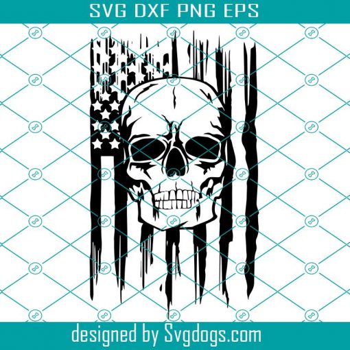 Grunge Skull On American Flag Svg, Skull Tshirt Design Sublimation Svg, Skeleton Svg