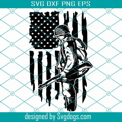 American Soldier Vetran Svg, Veteran Svg , Distressed American Flag Svg