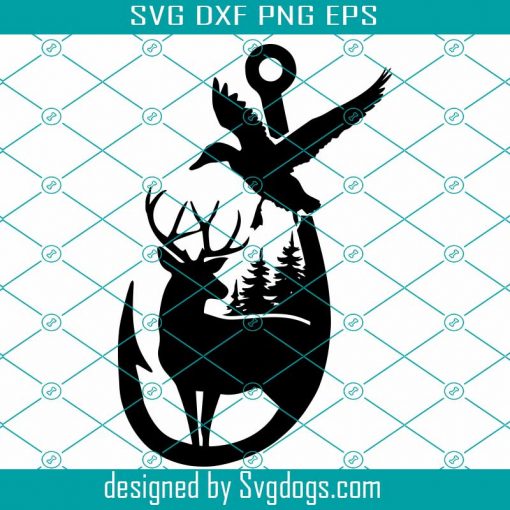 Deer And Hook Svg, Hunting And Fishing Svg, Deer Hunting Svg, Hook Fishing Svg, Duck Hunting Svg