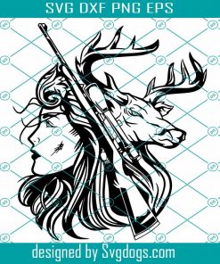 Girl Deer Hunter Svg, Deer Hunting Svg, Wild Deer Svg, Rifle Svg