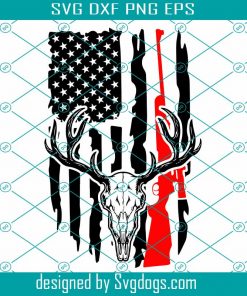 Deer Skull Svg, Deer Hunting Svg, Distressed American Flag RIFLE Svg ,Deer Hunting Shirt Svg