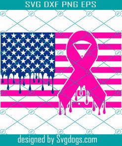 Dripping Ribbon Flag Svg, Cancer Survivor Svg, Patriotic Ribbon Cancer Svg