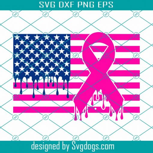 Dripping Ribbon Flag Svg, Cancer Survivor Svg, Patriotic Ribbon Cancer Svg