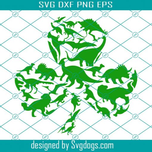 Dinosaur Shamrock Dino Clover Leaf St Patricks Day Boy Svg, Dinosaur Shamrock Svg, Dino Clover Leaf Svg