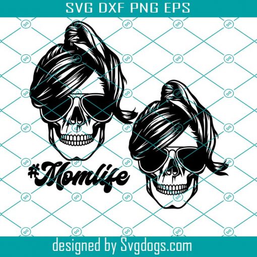 Bun Hair Skull Svg ,Mom Life Svg ,Mom Life Skull Svg, Bun Hair Svg ,Messy Bun Hair Skull Svg ,Skull Svg ,Messy Bun Svg