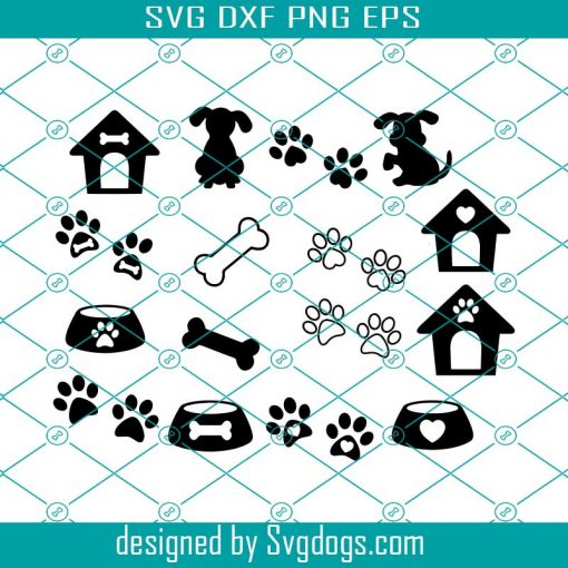 Dog Clipart Bundle Svg, Dog Svg Bundle Svg, Paw Prints Svg, Dog Monogram Svg, Pet Svg, Dog House Svg, Dog Bone Svg