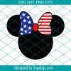 Minnie Svg, Patriotic USA Flag Mickey Ears 4th Of July Party Disney Birthday Instant Svg, 4th Of July Svg